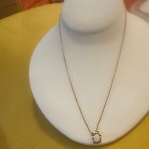 Gold-Tone Pendant Necklace with Opal Pendant